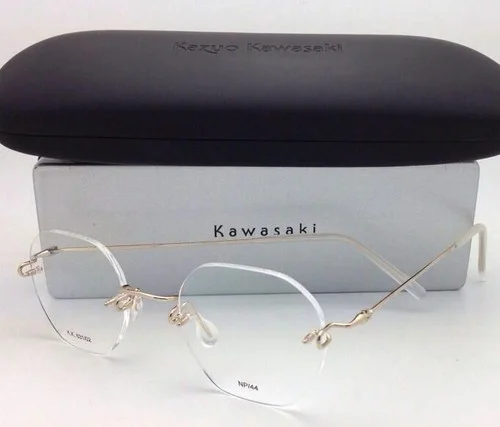 KAZUO KAWASAKI Eyeglasses MP 631 02 NP/44 44-19 140 Rimless Titanium Gold Frames 3