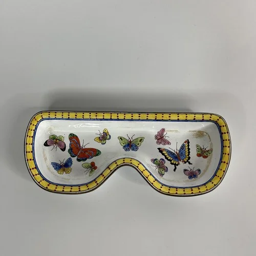 Kelvin Chen Enamel Copper Hand Painted Eyeglass Holder Butterflies Ltd Edition