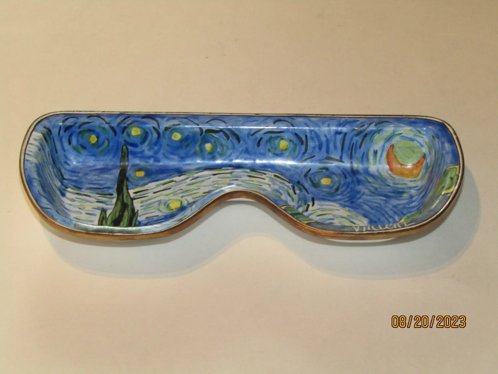 Kelvin Chen Vincent Van Gogh Starry Night Enameled Eyeglass Holder Tray Numbered 2