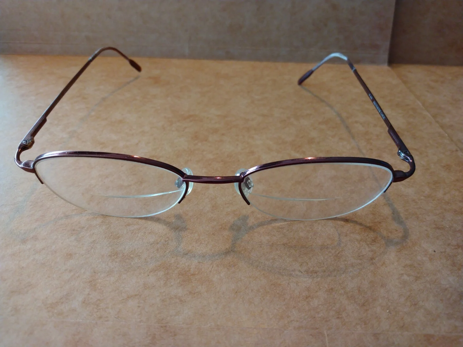 Kenneth Cole 135mm CV MS BEND IT Eyeglasses Brown Oval half frame Used.