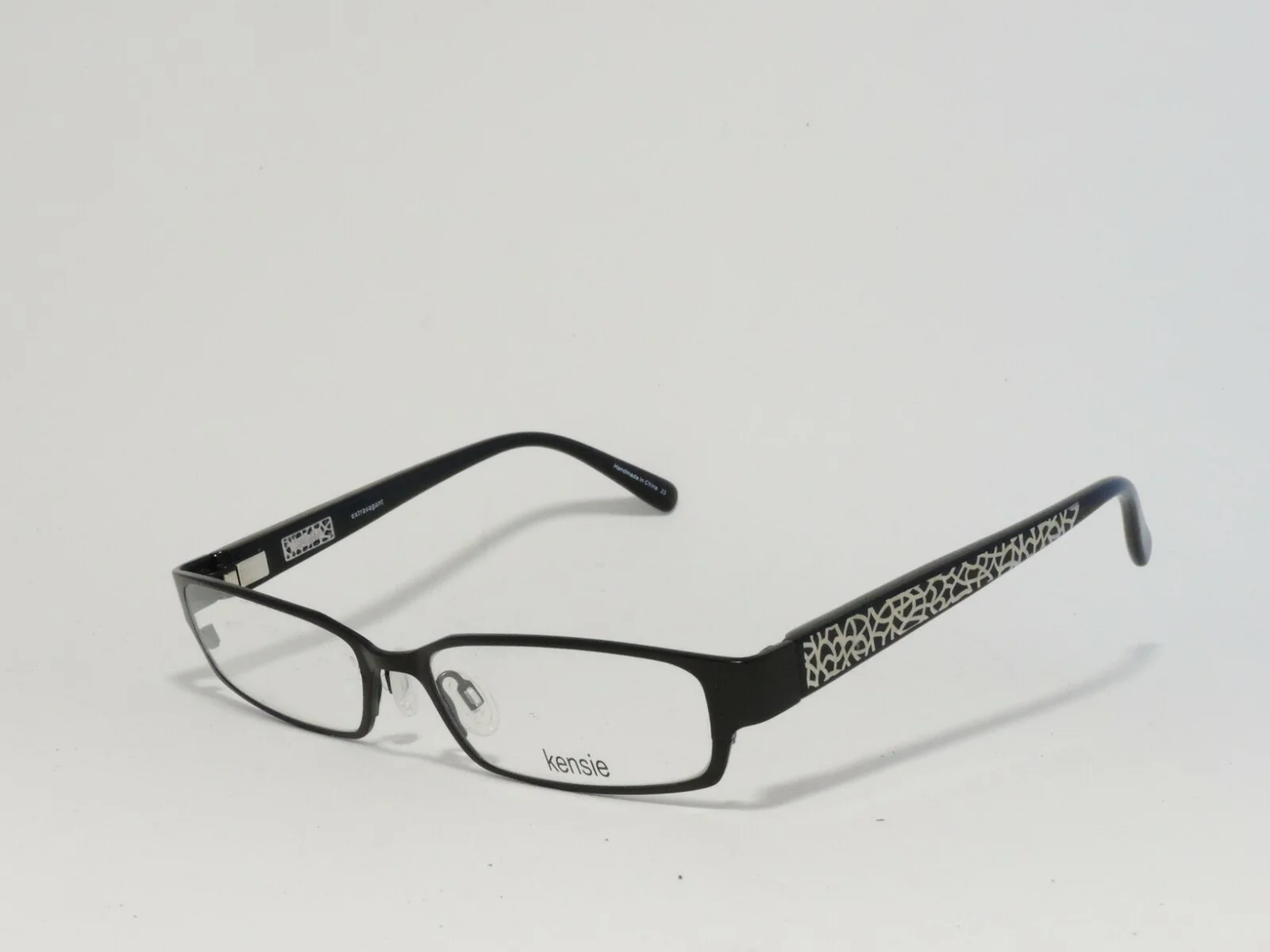 KENSIE EXTRAVAGANT NARROW RECTANGULAR EYEGLASS FRAMES BLACK 51-15-135 NEW 2