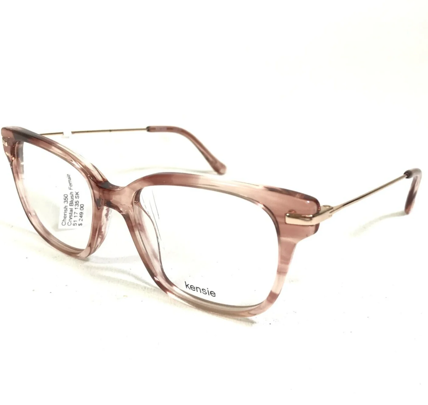 Kensie Eyeglasses Frames CHERISH BH Blush Pink Gold Square Horn 51-17-135 4