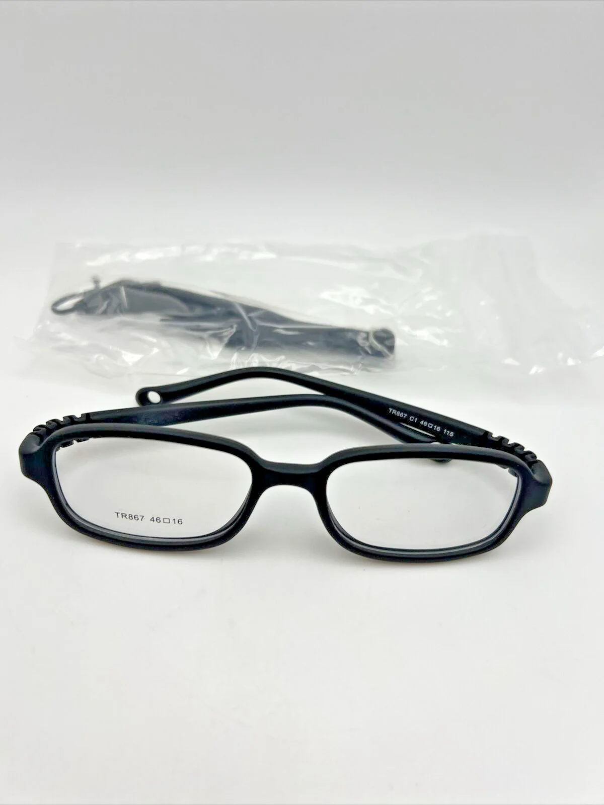 Kids Glasses Black C1 Frame Strap for Baby/Toddler Unbreakable 46-16-115 TR867