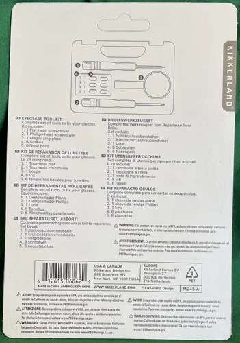 Kikkerland Eyeglass Repair Kit w/Case-Screwdrivers-Screws-Nose Pads-Magnifier 3