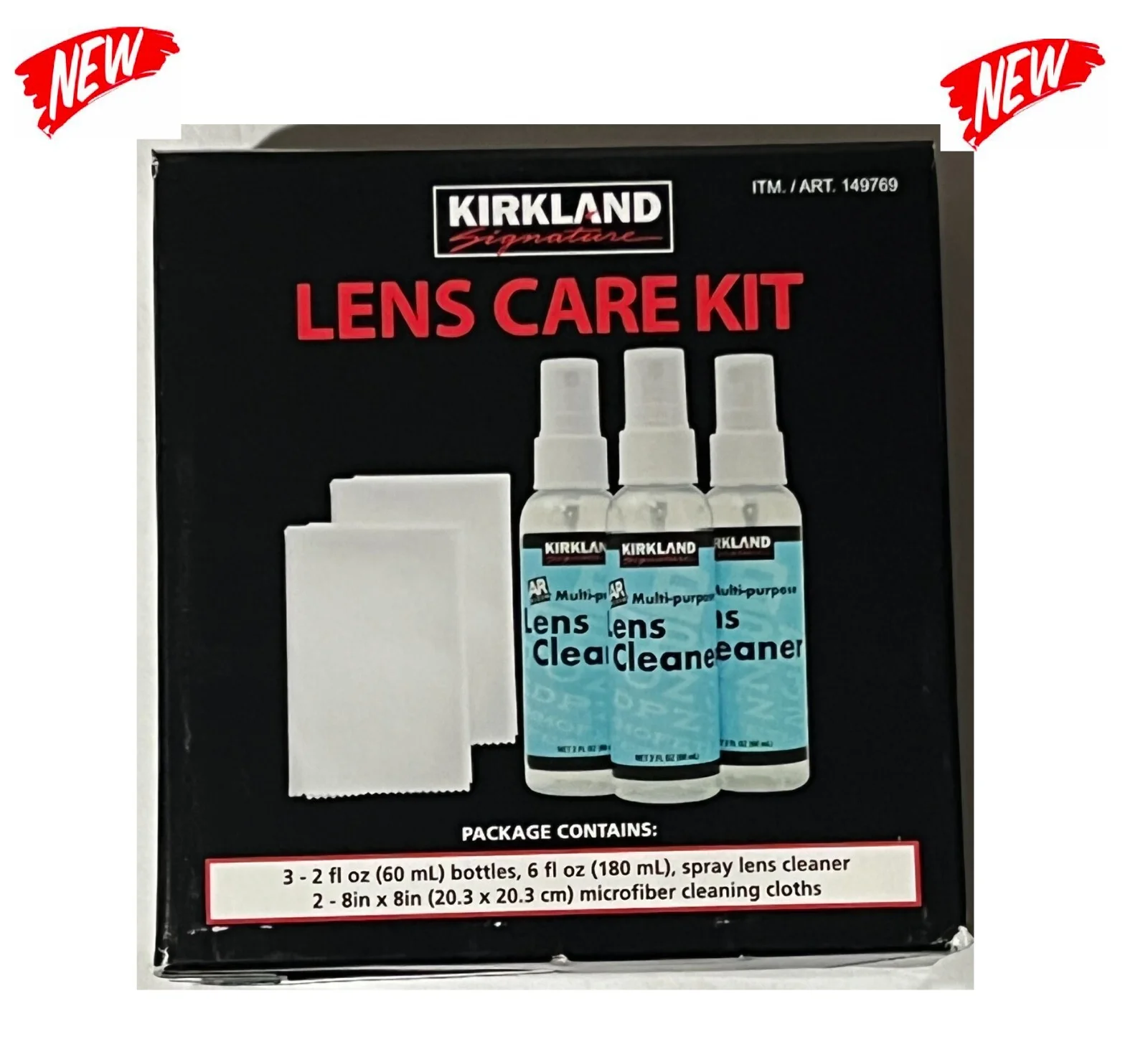 Kirkland Eyeglass Care Lens 3 Kit Spray Cleaner 2 Microfiber Improved and Better