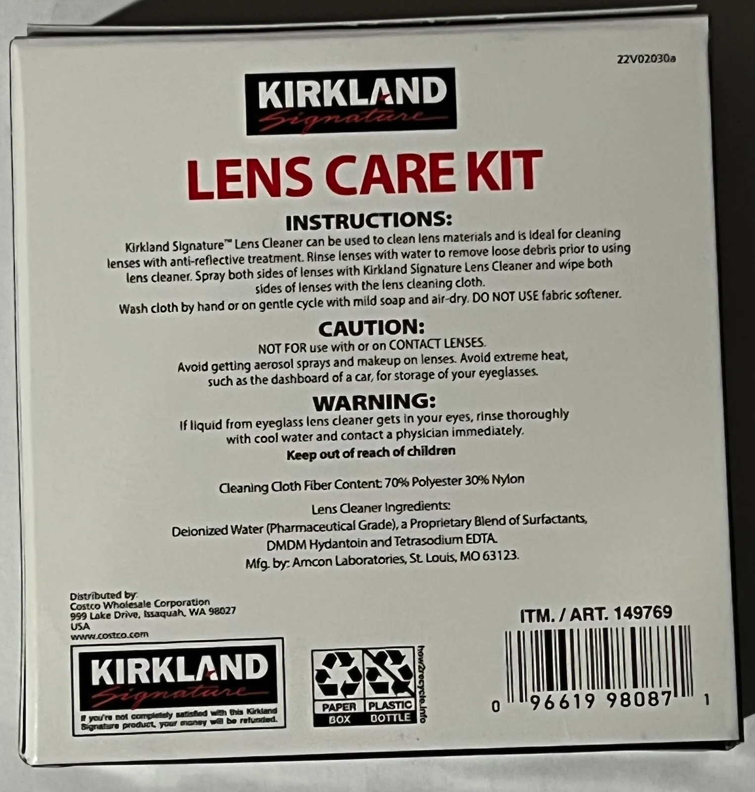 Kirkland Eyeglass Care Lens 3 Kit Spray Cleaner 2 Microfiber Improved and Better 2