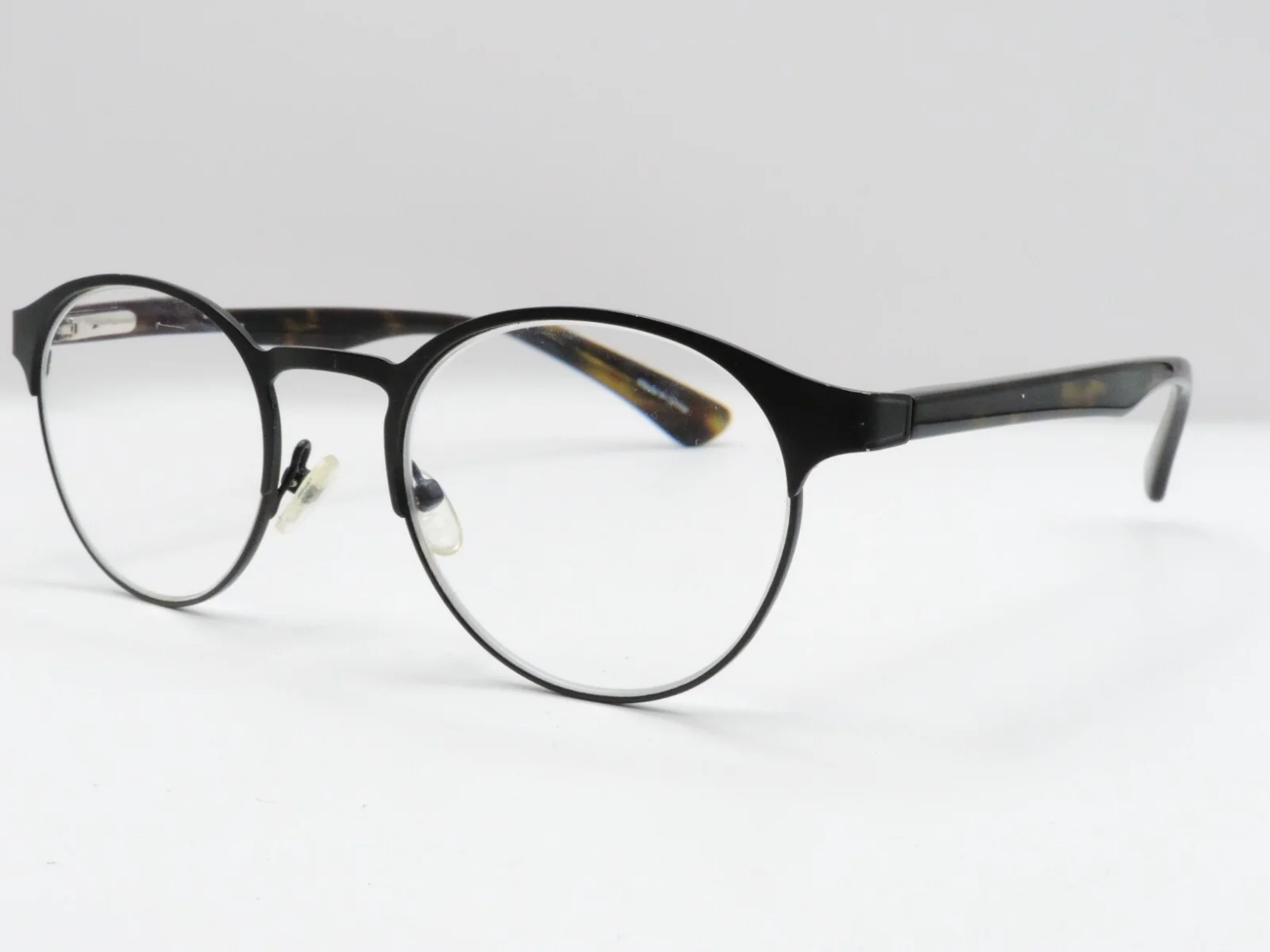 KIRKLAND SIGNATURE KS #1192 ROUND METAL ACETATE EYEGLASS FRAMES BLACK 48-20-140 2