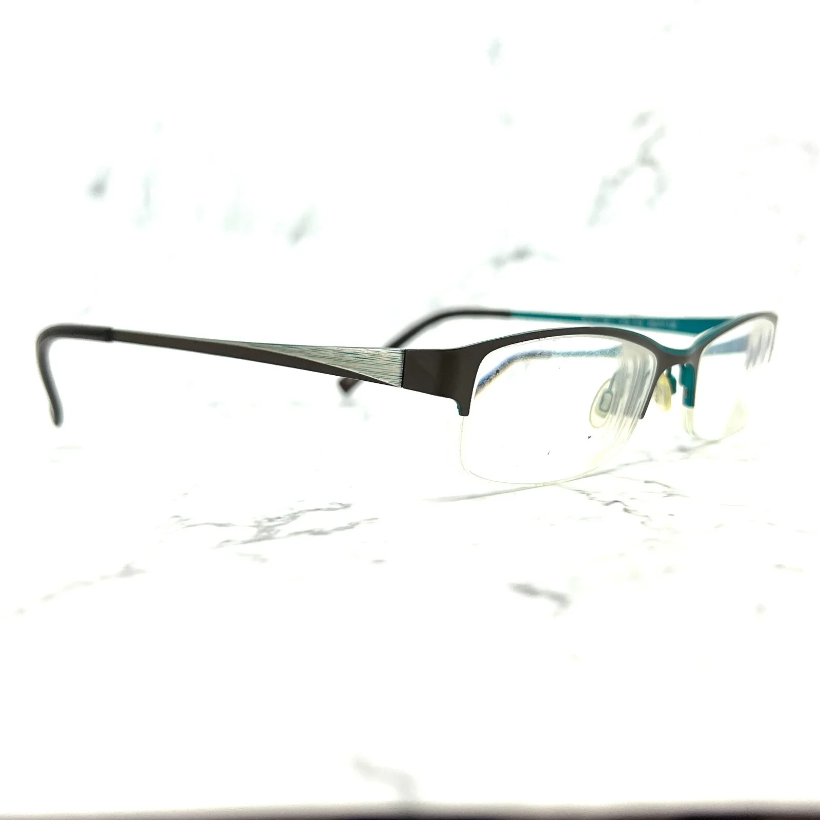 Kliik 518 418 Eyeglasses Black Blue Rectangular Half Rim Frames 48-17-135 2