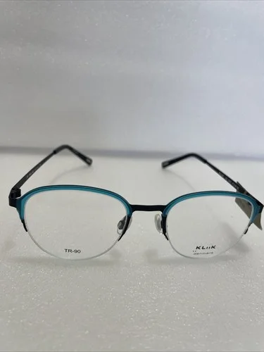 KLiiK Denmark Eyeglass Frames 642 M201 47-19-135 Teal Blue Frame Black Arms