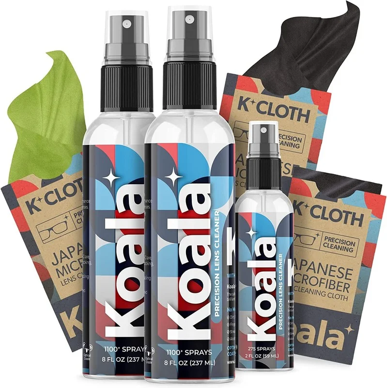 Koala Eyeglass Lens Cleaner Spray Kit, Glasses Cleaner Bottle + Microfiber Cloth 4