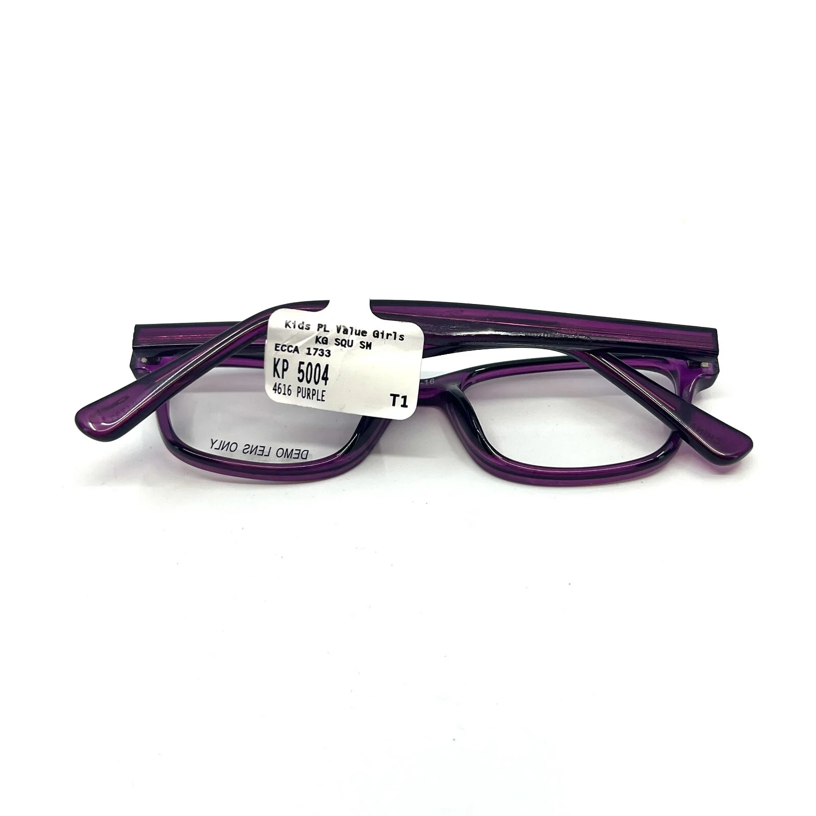 KP5004 PRPL Purple Crystal Girls Square Kids Full Rim Eyeglasses 46-16-135 r1 2
