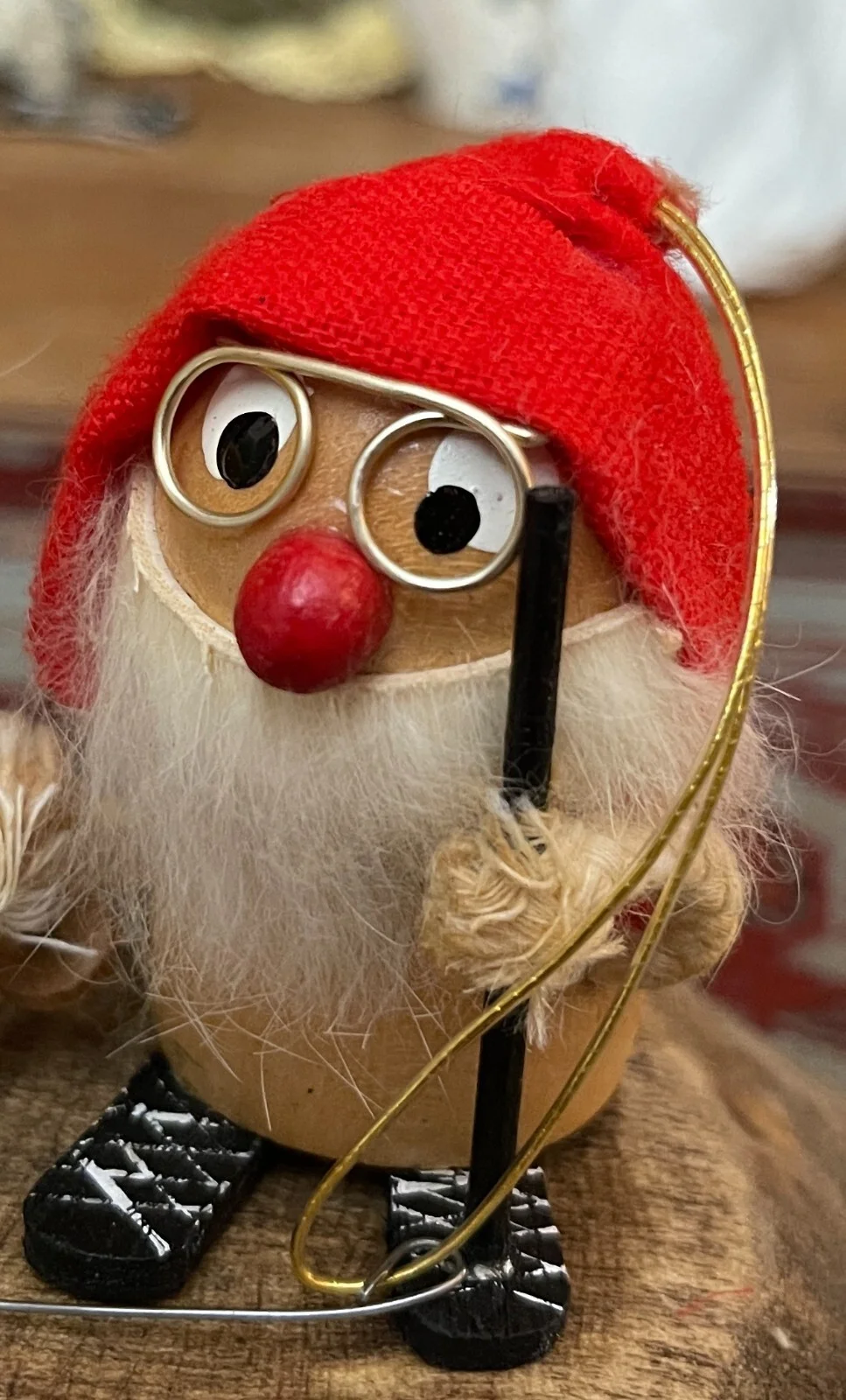 Kurt Adler Gnomes set of 6 ornaments: Pipes, eyeglasses, skis 3
