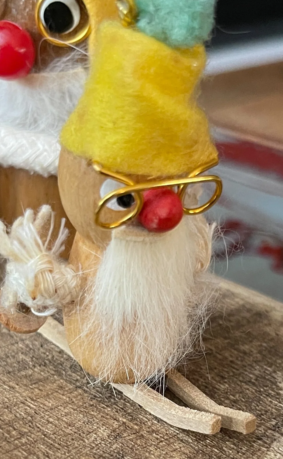 Kurt Adler Gnomes set of 6 ornaments: Pipes, eyeglasses, skis 4