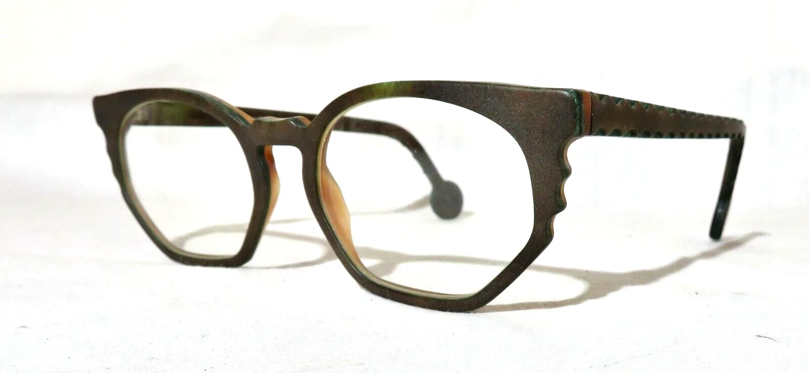 l.a. Eyeworks RANO eyeglass frames, New old stock 49-18-145 754 Brown w/teal