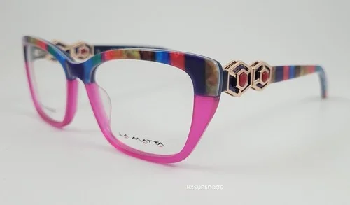 La Matta Eyeglasses NEW LM 3247 Color 3 Pink Blue Red Gold Size 54 Cat Eye