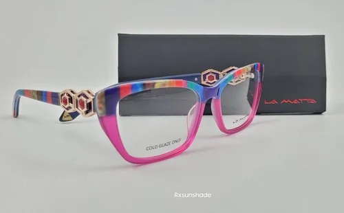 La Matta Eyeglasses NEW LM 3247 Color 3 Pink Blue Red Gold Size 54 Cat Eye 3