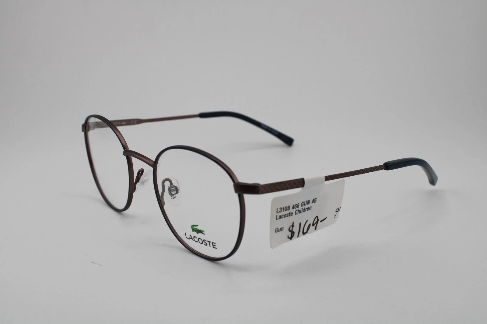 Lacoste Eyeglasses Frames L2264 024 Gunmetal Clear Brown Square 49-21-145 4