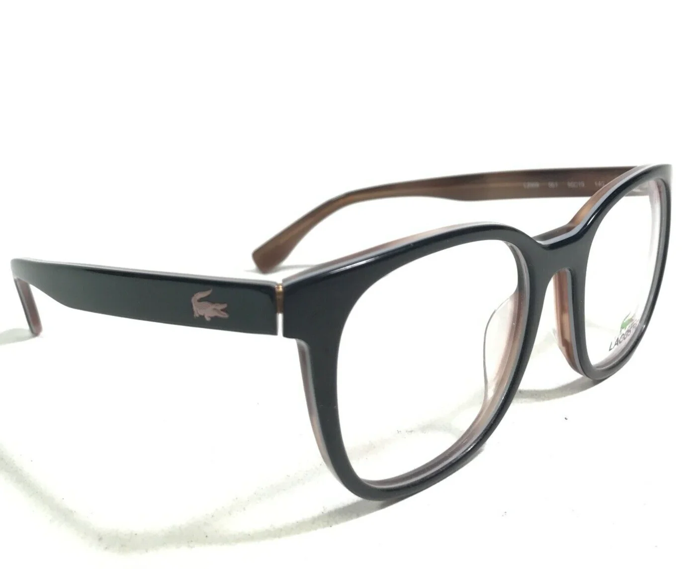 Lacoste Eyeglasses Frames L2809 001 Black Brown Round Thick Horn Rim 50-19-140 2