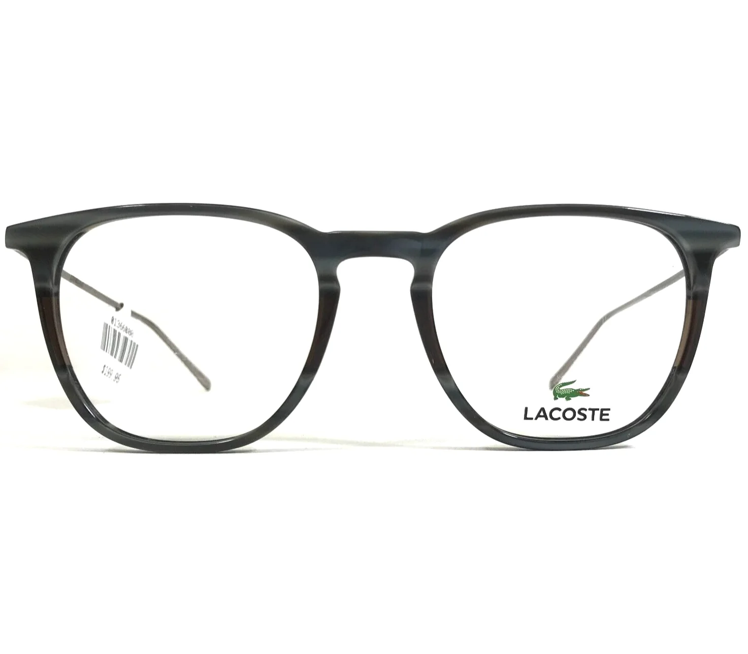 Lacoste Eyeglasses Frames L2828 210 Gray Horn Silver Square Full Rim 50-19-145