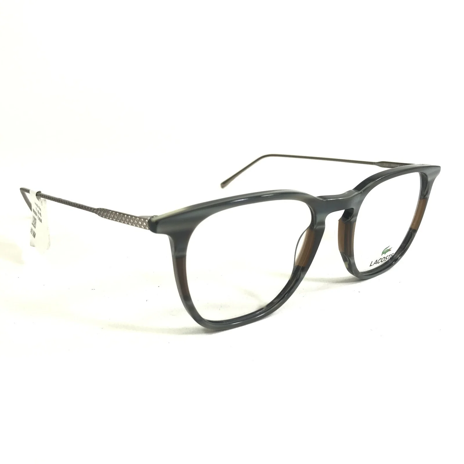 Lacoste Eyeglasses Frames L2828 210 Gray Horn Silver Square Full Rim 50-19-145 2