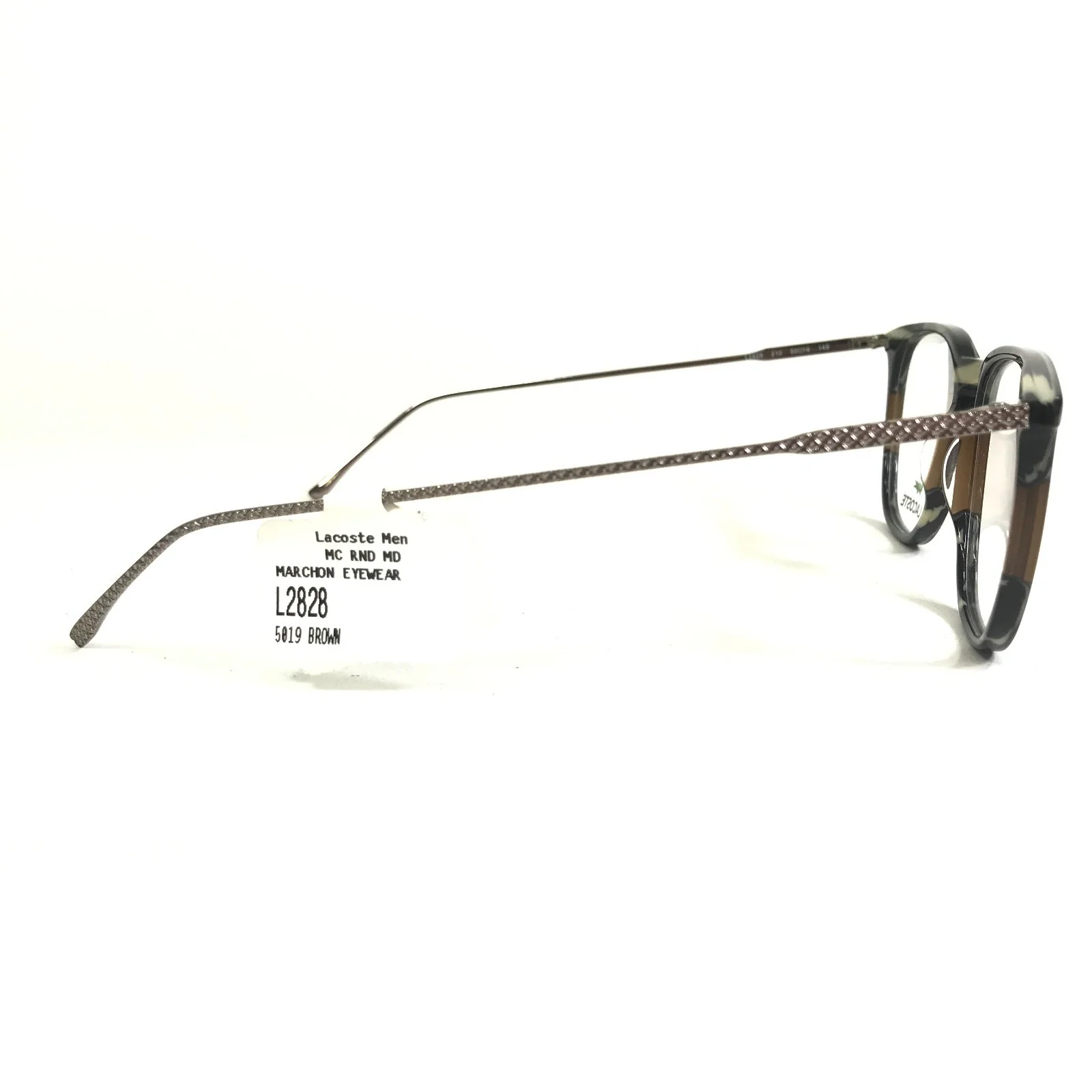 Lacoste Eyeglasses Frames L2828 210 Gray Horn Silver Square Full Rim 50-19-145 3