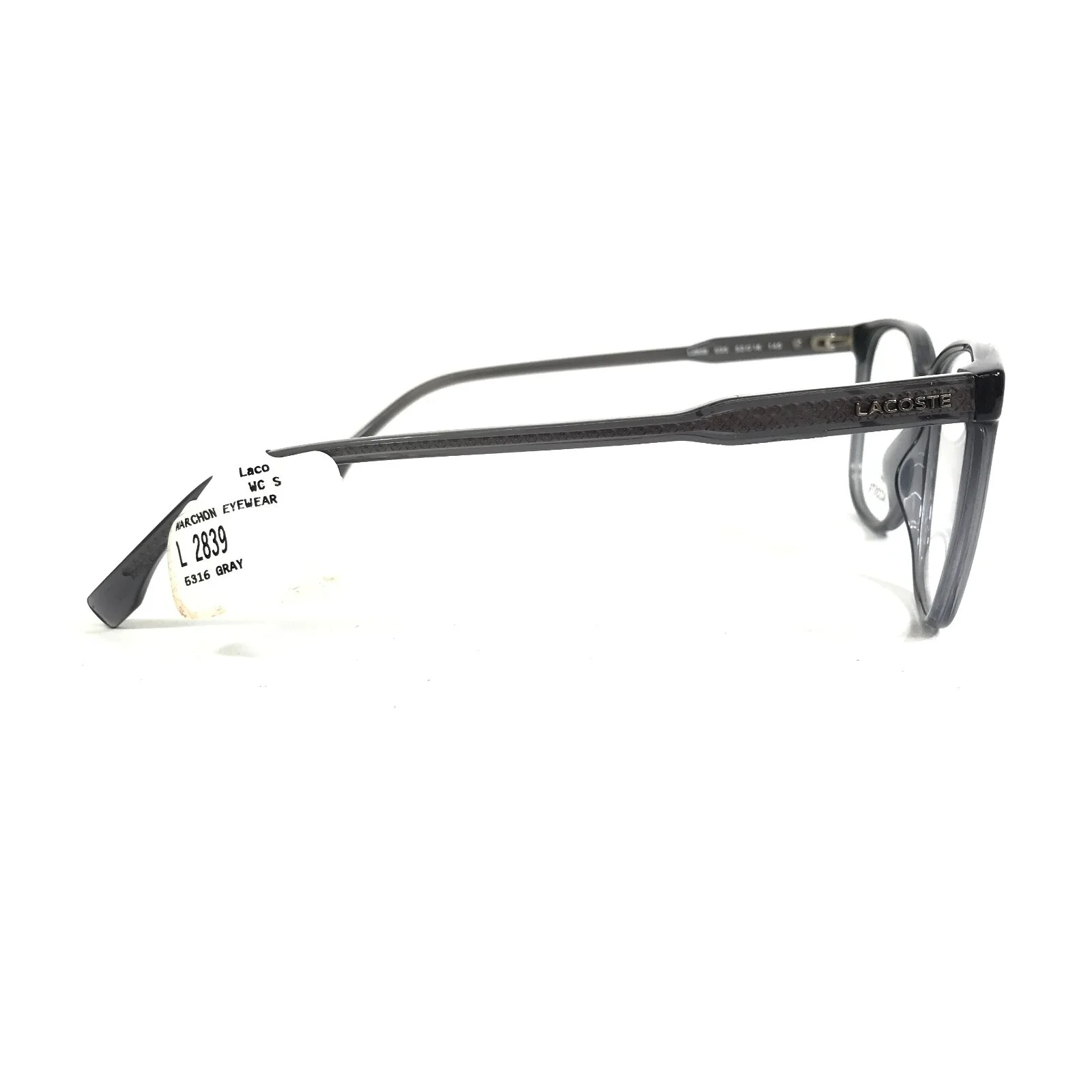 Lacoste Eyeglasses Frames L2839 035 Clear Grey Square Full Rim 53-16-145 3