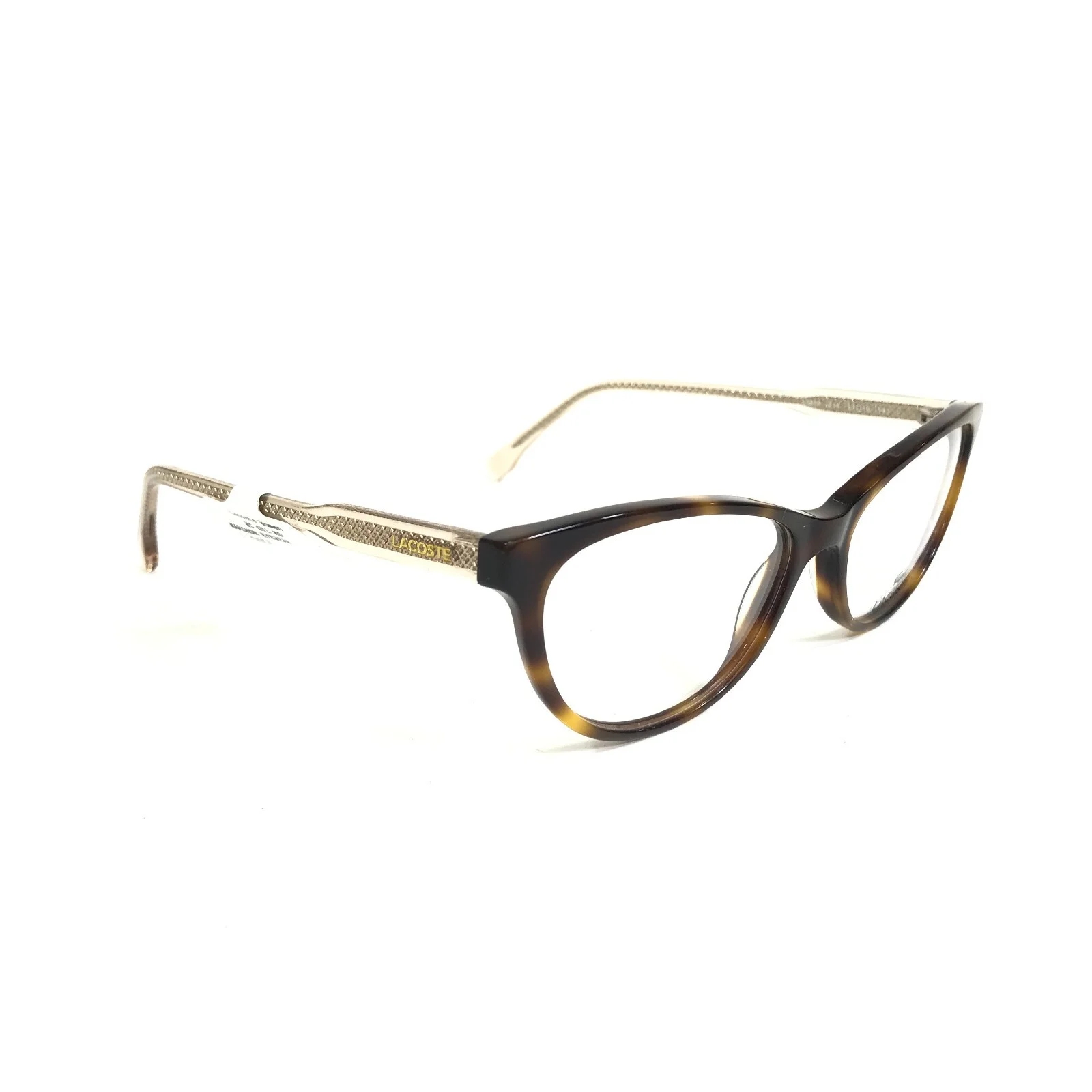 Lacoste Eyeglasses Frames L2850 214 Brown Tortoise Clear Gold Cat Eye 53-16-140 2