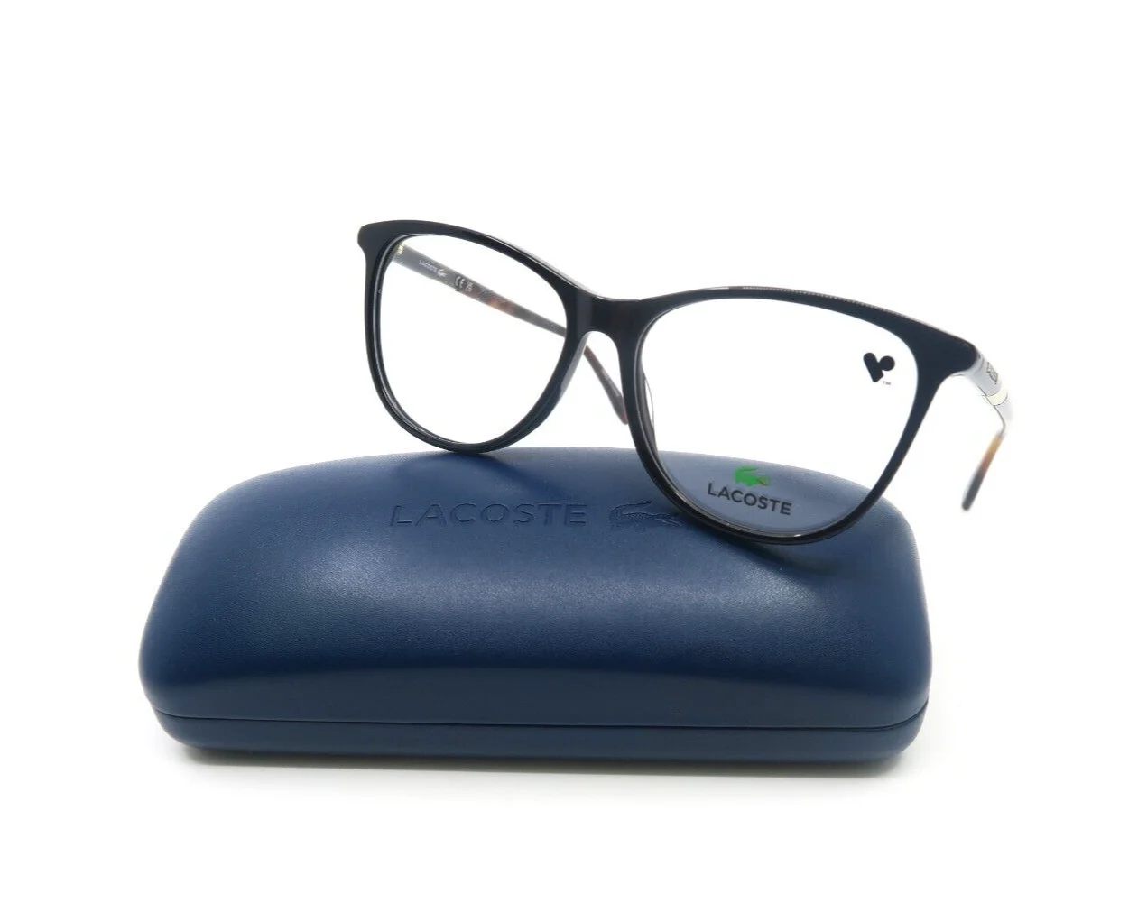 Lacoste L2822 001 53mm Black-Brown Tortoise Temples, New Women