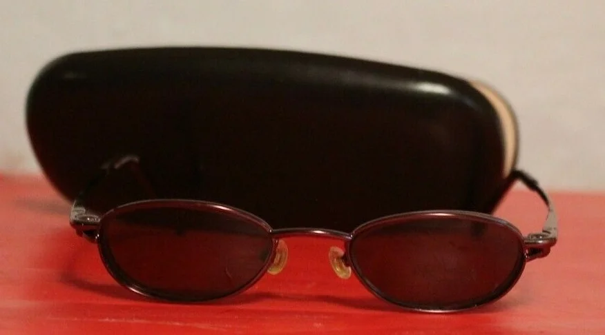 Ladies Used Full Rim Bronze Color Eyeglasses With Magnetic Sunglasses