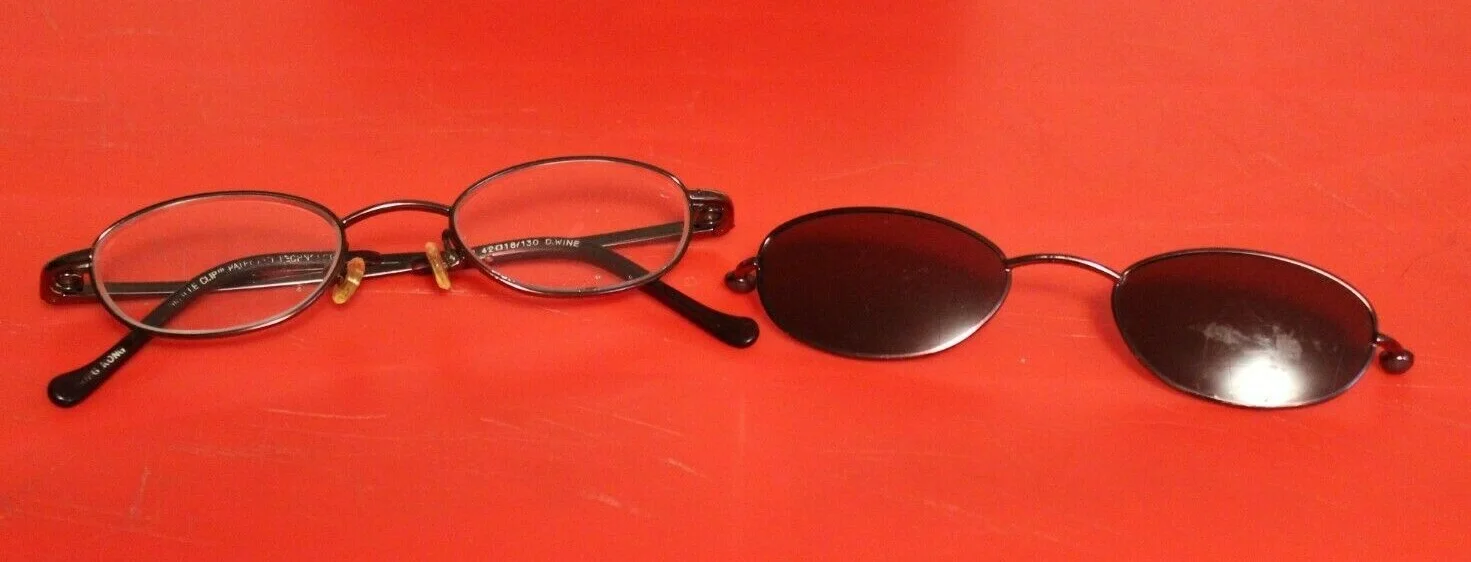 Ladies Used Full Rim Bronze Color Eyeglasses With Magnetic Sunglasses 2