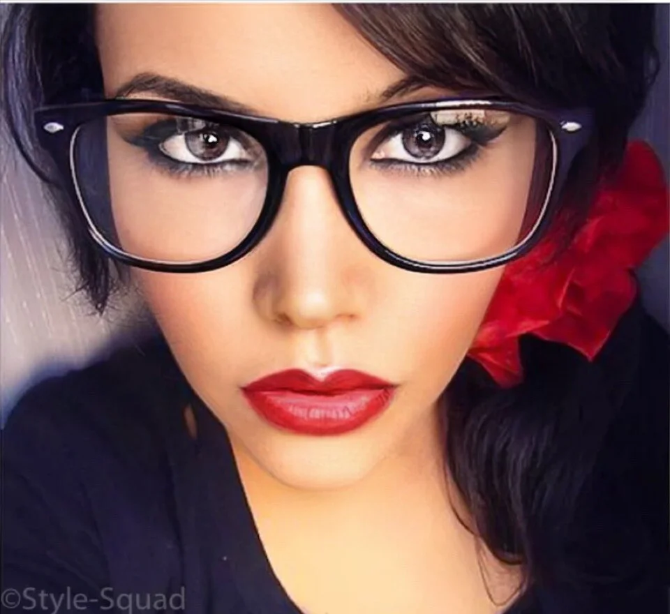 Large Cat Eye Crystal Clear Translucent PinUp Fashion Big Eyeglasses Frames 1377 3