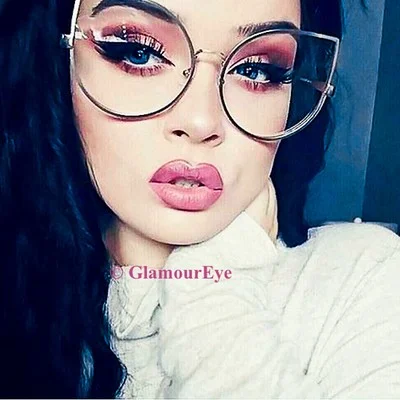 Large Cat Eye Thin Metal Frames Designer Hot Chola Big Celebrity Eyeglasses 4342