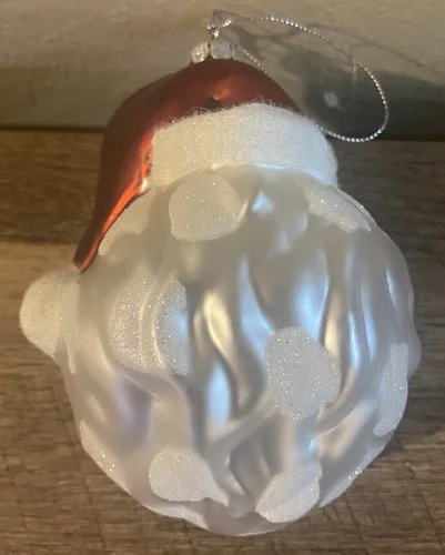 Large Santa Head Glass Ornament w/ Eyeglasses 5” Tall 2
