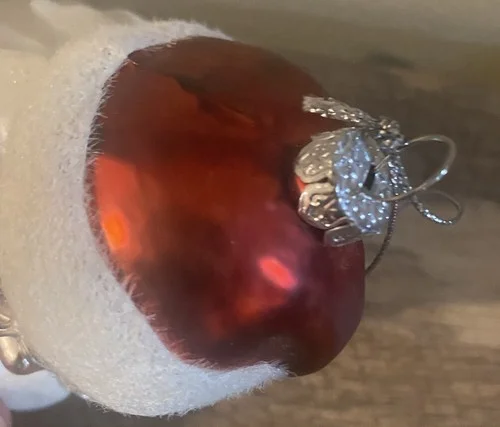 Large Santa Head Glass Ornament w/ Eyeglasses 5” Tall 3
