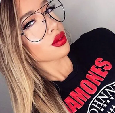 Large Sexy Aviator Thin BLACK Metal Wire Frame Clear Lens Big Eyeglasses Frames
