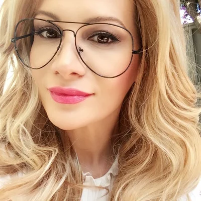 Large Sexy Aviator Thin BLACK Metal Wire Frame Clear Lens Big Eyeglasses Frames 3