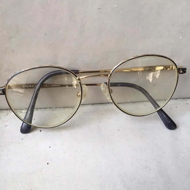 Laura Ashley Patricia Prescription Eye Glass Frames Round Metal Nose Pads Gold