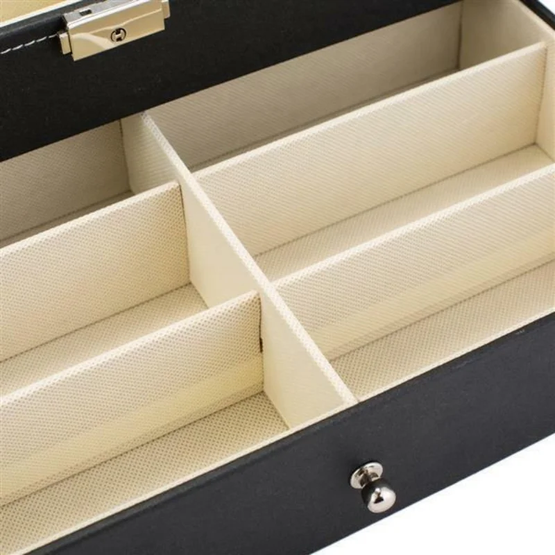 Leather 12pcs Eyeglasses Storage Sunglass Glasses Display Drawer Lockable Case