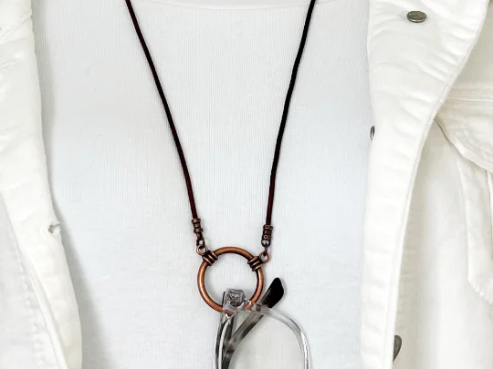 Leather Eyeglass Loop Necklace, Reading Glasses Chain Sunglasses Lanyard Copper