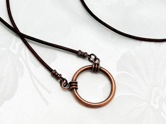 Leather Eyeglass Loop Necklace, Reading Glasses Chain Sunglasses Lanyard Copper 2