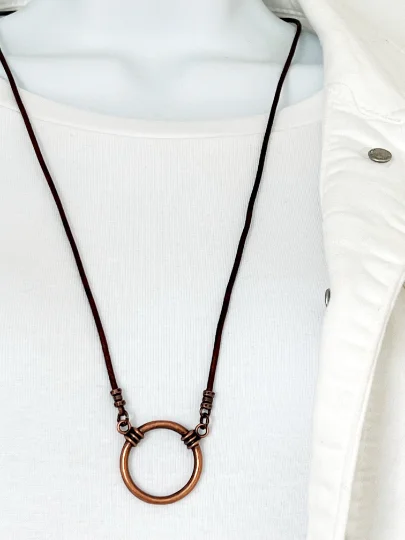 Leather Eyeglass Loop Necklace, Reading Glasses Chain Sunglasses Lanyard Copper 3