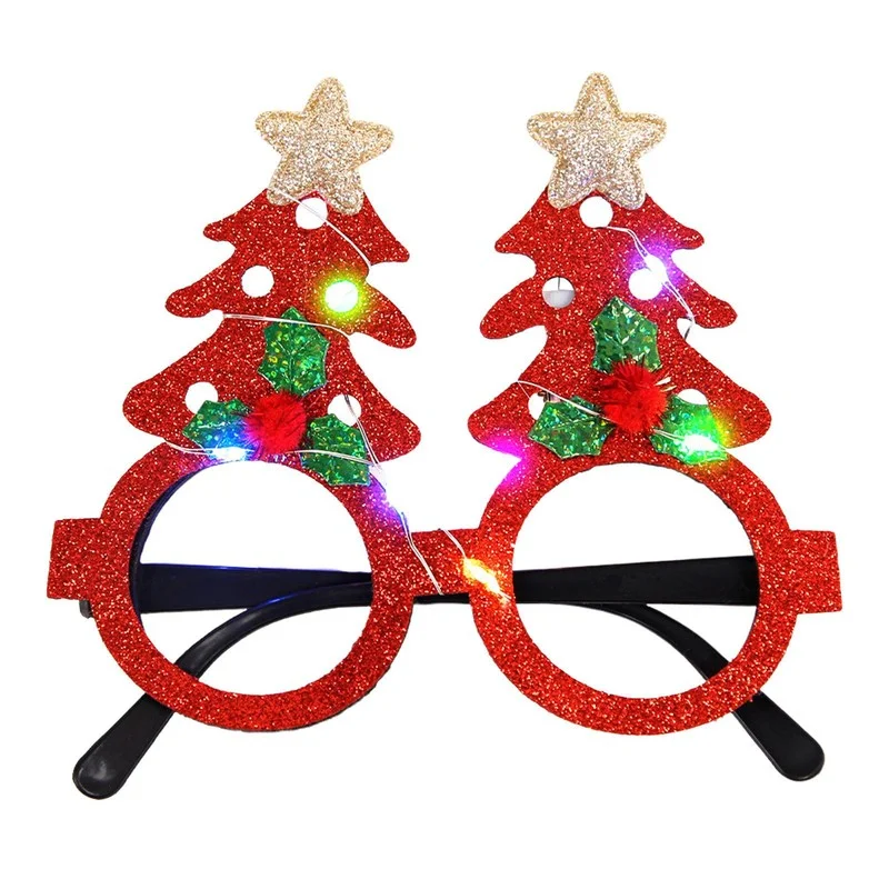 LED Christmas Glasses Frame 2024 Happy New Year Flashing Light up Eyeglasses 3