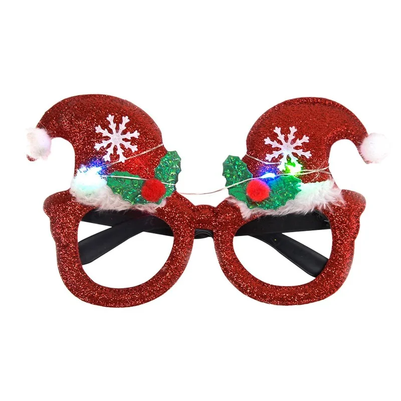 LED Christmas Glasses Frame 2024 Happy New Year Flashing Light up Eyeglasses 4
