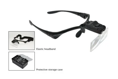 LED MAGNIFIER WITH 5 INTERCHANGEABLE LENSES HIGH DENSITY ACRYLIC EYE GLASS FRAME