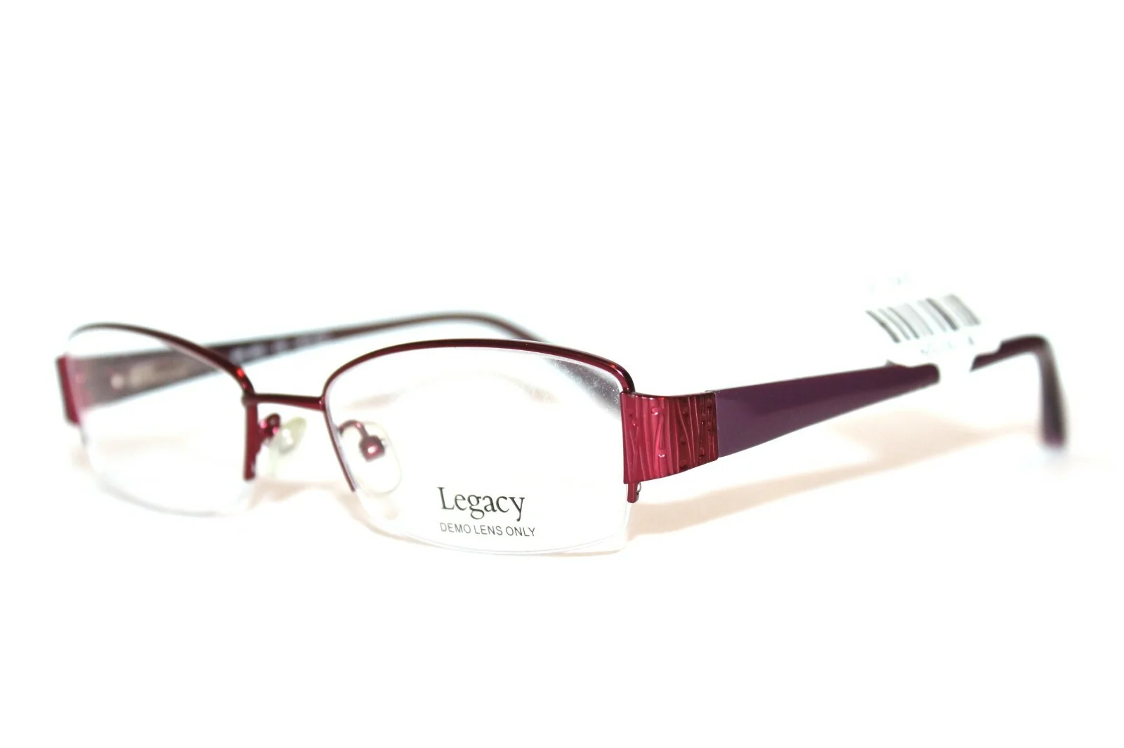 LEGACY WR 0001 EG BURGUNDY SEMI-RIMLESS WOMENS EYEGLASSES RX 50-17-135MM WR0001