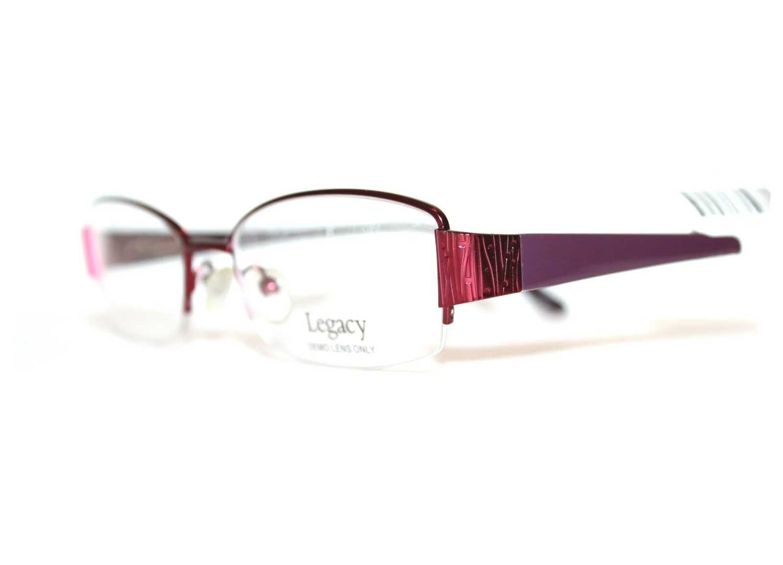 LEGACY WR 0001 EG BURGUNDY SEMI-RIMLESS WOMENS EYEGLASSES RX 50-17-135MM WR0001 3