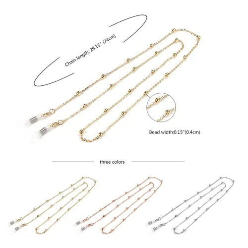 Lengthened Beaded Chain Hanging Neck Eyeglasses Holder Cord Strap Necklace 3pcs 3