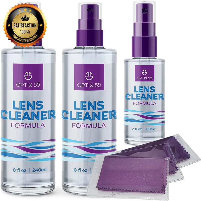 Lens Cleaner Spray Kit - Alcohol & Ammonia Free (2) 8oz + (1) 2oz Eye Glasses