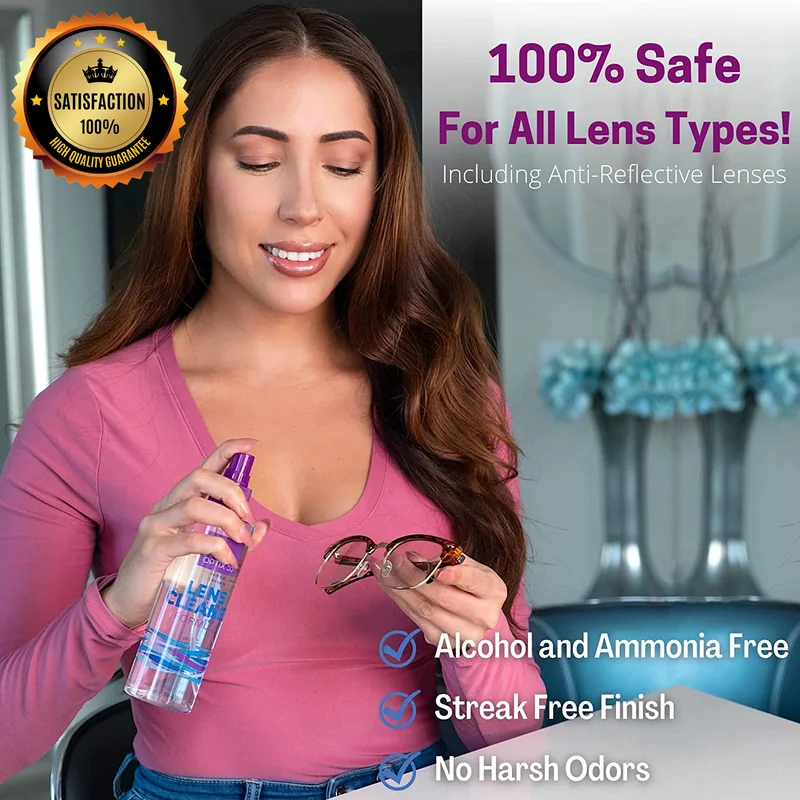 Lens Cleaner Spray Kit - Alcohol & Ammonia Free (2) 8oz + (1) 2oz Eye Glasses 3