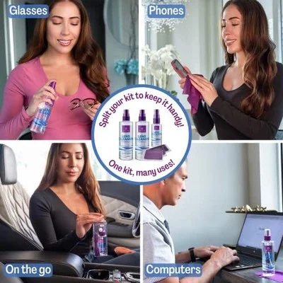 Lens Cleaner Spray Kit, Alcohol/Ammonia Free, Eyeglasses Lenses Screens Safe 2